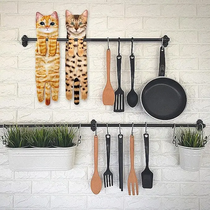 Cute Cat Funny Hand Towels Microfiber Super Absorbent Quick-Dry Animal Print Bathroom Kitchen Decor Gift Cat Lovers - Image 6