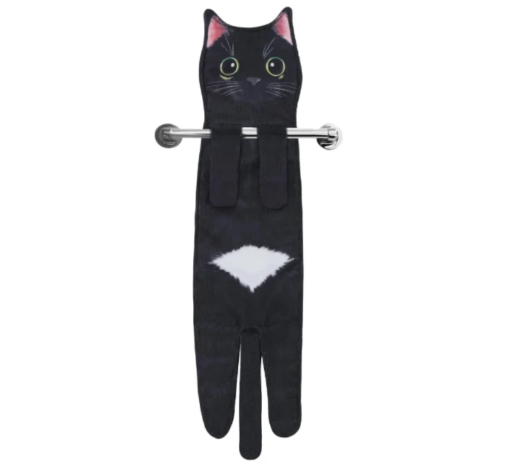Cute Cat Funny Hand Towels Microfiber Super Absorbent Quick-Dry Animal Print