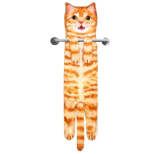 Cute Cat Funny Hand Towels Microfiber Super Absorbent Quick-Dry Animal Print