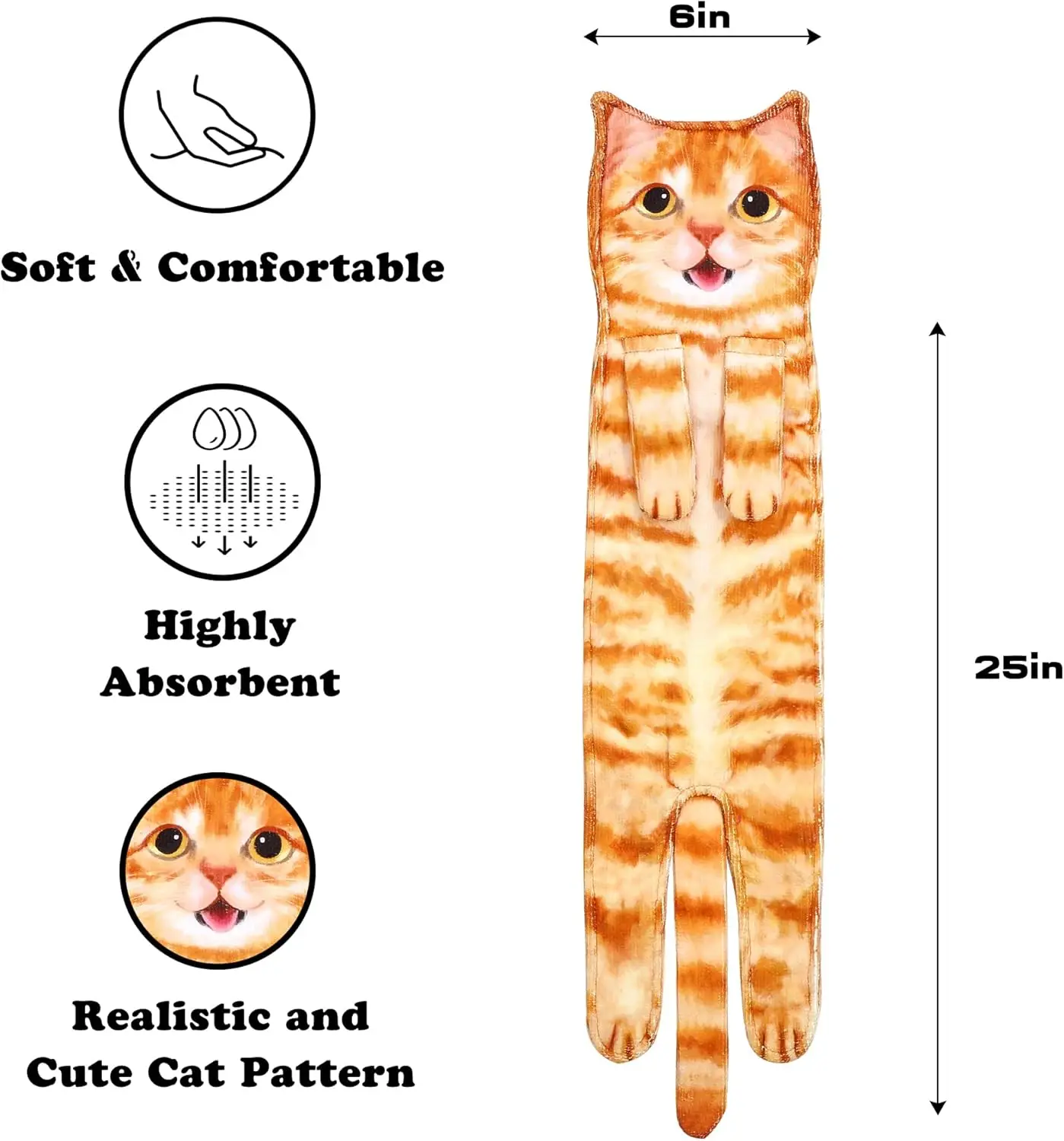 Cute Cat Funny Hand Towels Microfiber Super Absorbent Quick-Dry Animal Print - Image 2