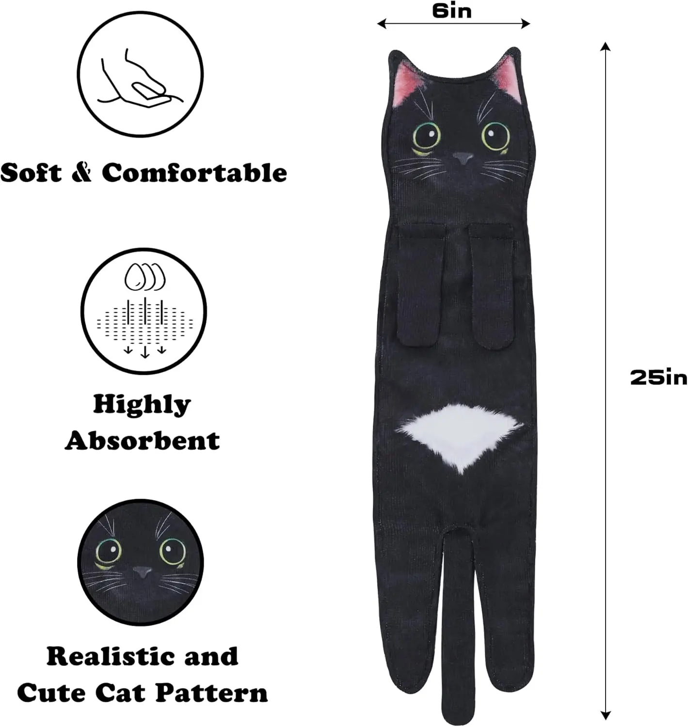 Cute Cat Funny Hand Towels Microfiber Super Absorbent Quick-Dry Animal Print - Image 4