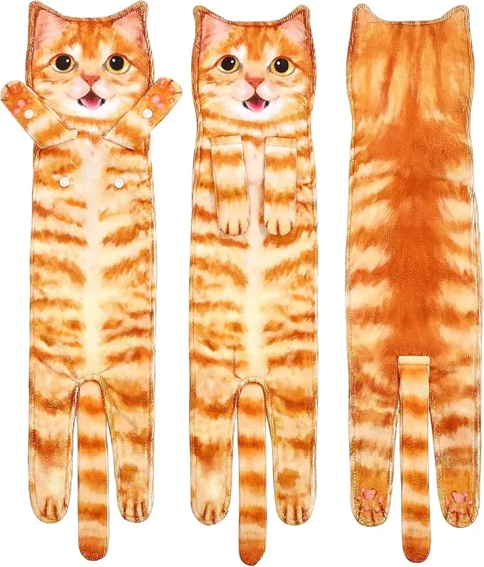 Cute Cat Funny Hand Towels Microfiber Super Absorbent Quick-Dry Animal Print - Image 4