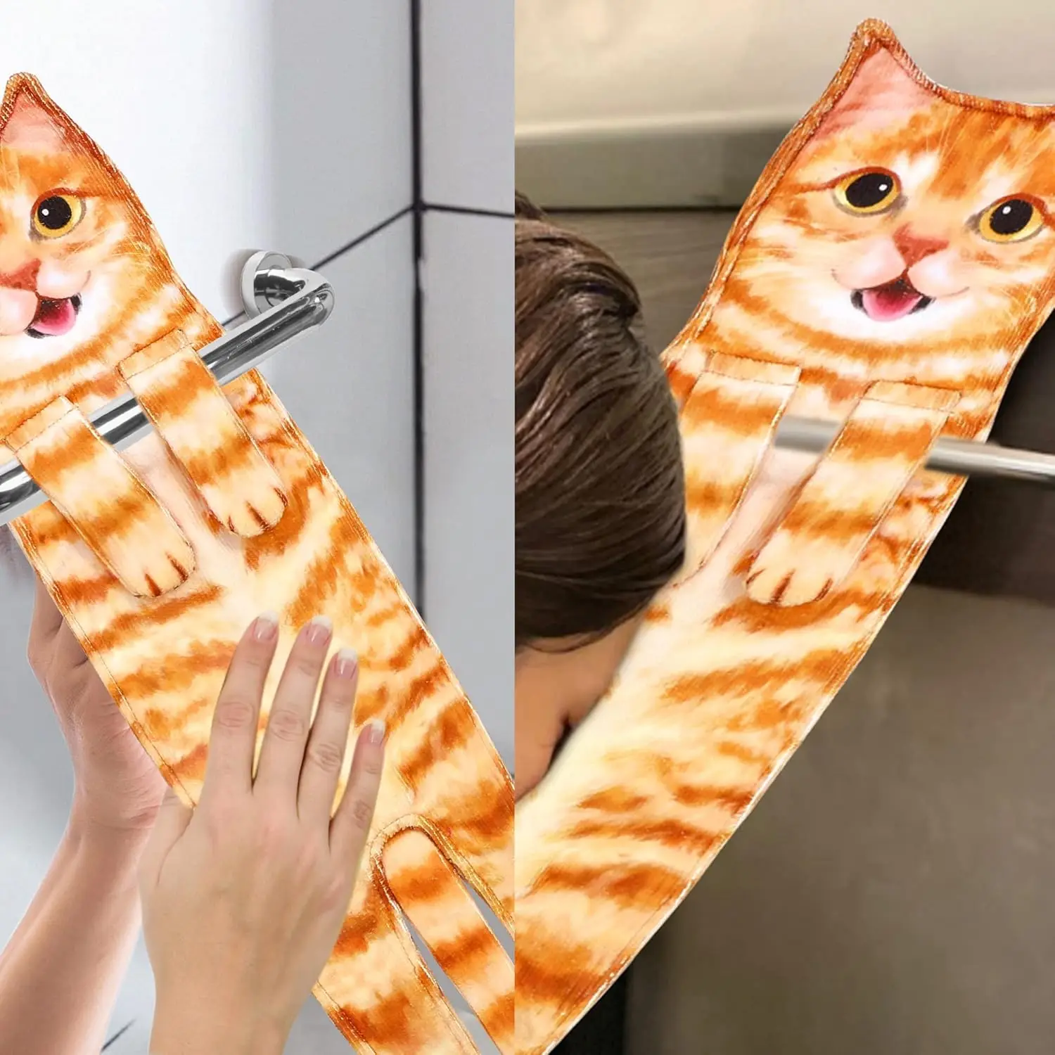 Cute Cat Funny Hand Towels Microfiber Super Absorbent Quick-Dry Animal Print - Image 5