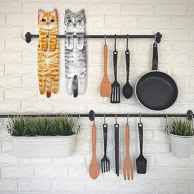 Cute Cat Funny Hand Towels - Microfiber Super Absorbent Quick-Dry Print for Bathroom Kitchen Decor Gift for Women Animal Lovers - Image 6