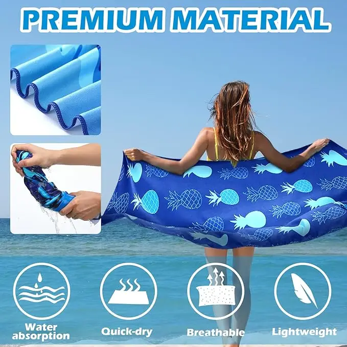 DIY Custom Digital Print Cartoon Recycled Polyester Beach Towel Quick-Dry Microfiber Gym Shower Tropical - Image 4