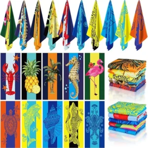 Double-Sided Plush Microfiber Oversized Beach Towels Super Absorbent Fast Drying Soft Bath Towels Custom Print
