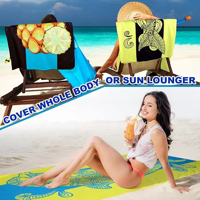 Double-Sided Plush Microfiber Oversized Beach Towels Super Absorbent Fast Drying Soft Bath Towels Custom Print - Image 5