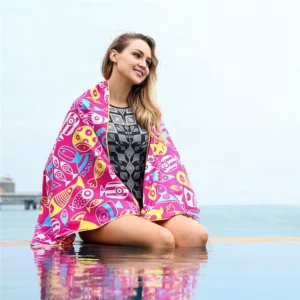Double Sided Printed Beach Towel Quick Dry Lightweight Yoga Mat Sports Compressed Design