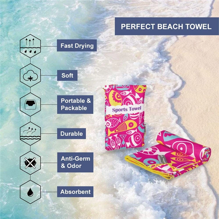 Double Sided Printed Beach Towel Quick Dry Lightweight Yoga Mat Sports Compressed Design - Image 4