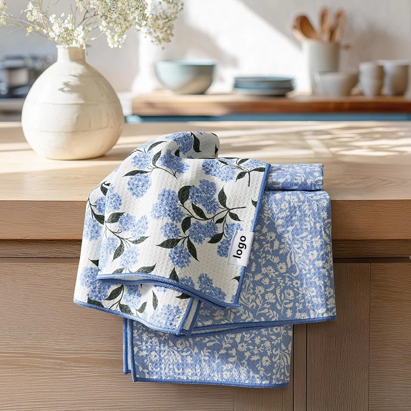 Double Sided Quick Dry Waffle Weave Microfiber Recycled Kitchen Towel Dish Cloth - Image 2