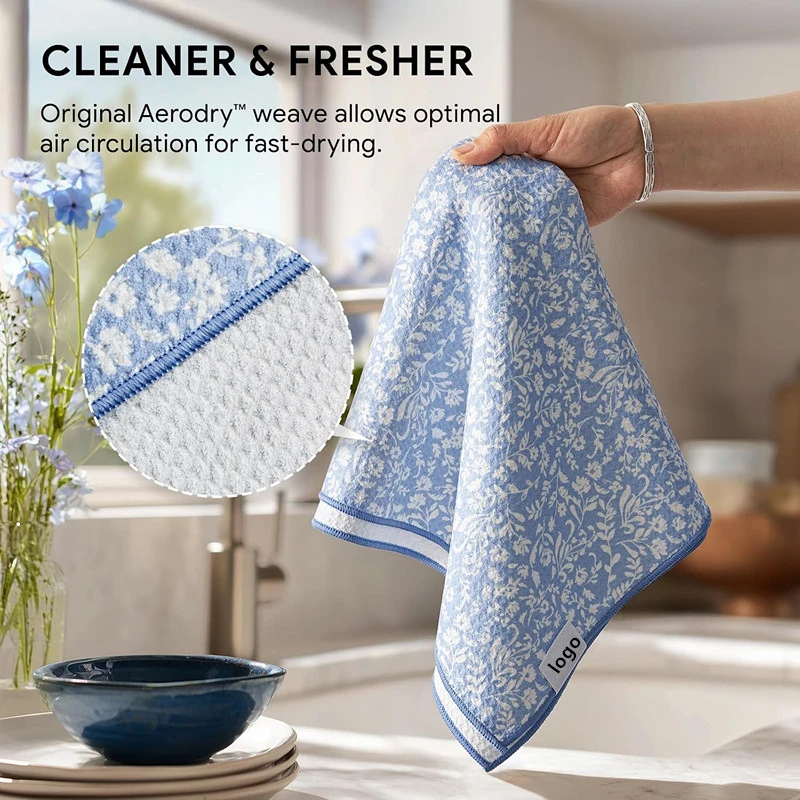 Double Sided Quick Dry Waffle Weave Microfiber Recycled Kitchen Towel Dish Cloth - Image 3