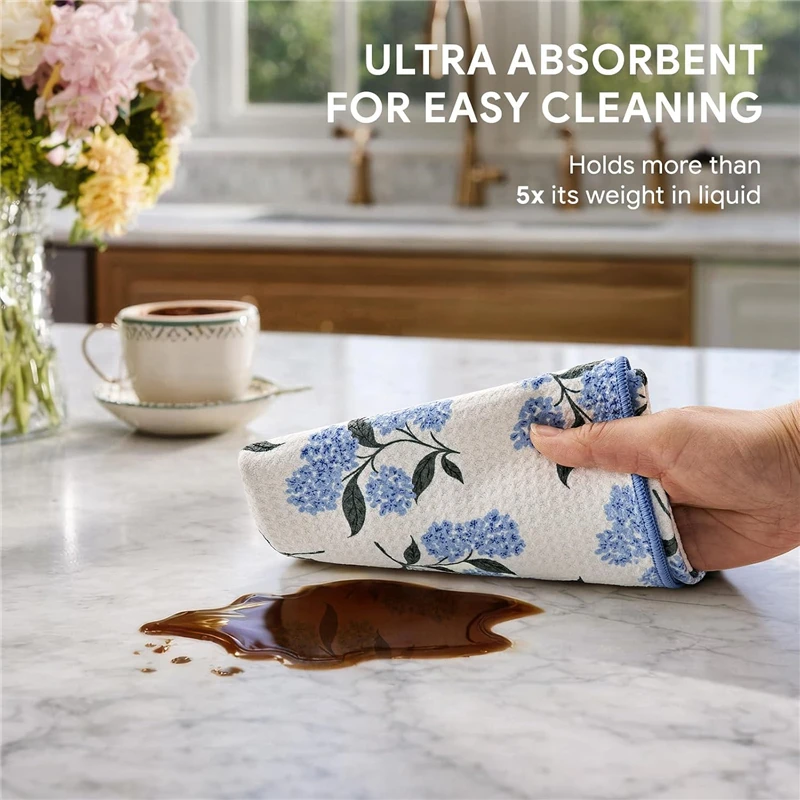 Double Sided Quick Dry Waffle Weave Microfiber Recycled Kitchen Towel Dish Cloth - Image 4