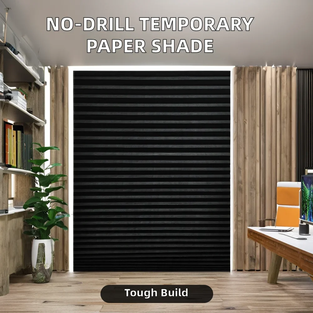 Durable Metal Paper Shade for Home Windows No Tools Room-Darkening Horizontal Pattern - Image 2