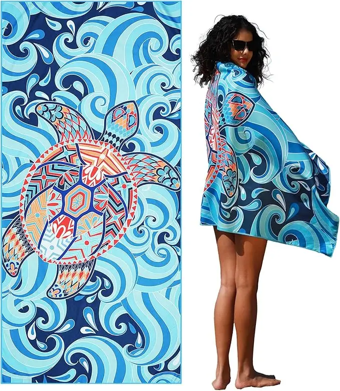 Durable Microfiber Beach Towel Quick Dry Sandfree Lightweight Super Absorbent