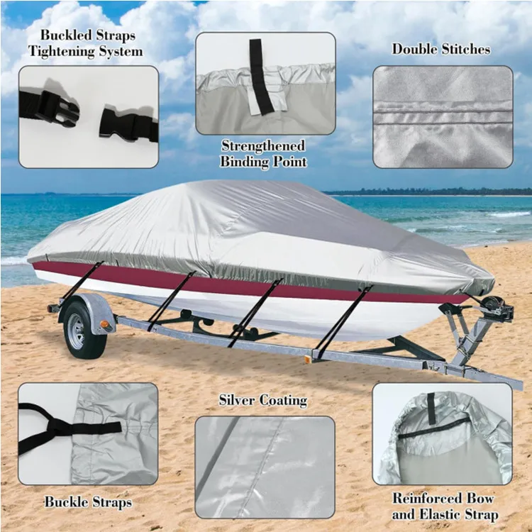 Dustproof Waterproof Extendable Dinghy Awning Oxford Polyester PVC Boat Cover Ski Sail - Image 2