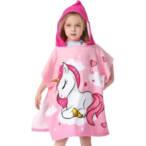 Eco-Friendly Cartoon Microfiber Poncho Absorbent Quick-Dry Soft Lightweight Beach