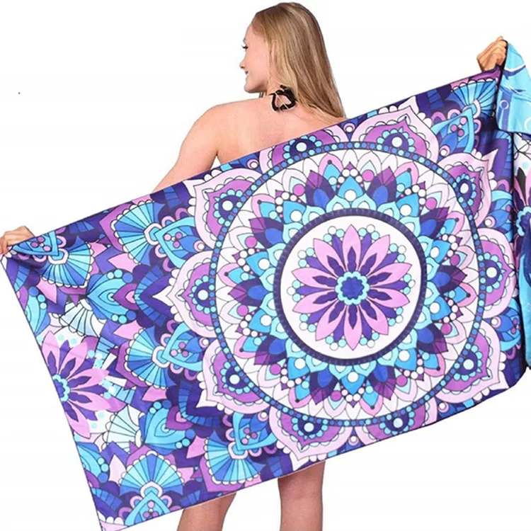 Eco-Friendly Custom Double-Sided Sand-Free RPET Microfiber Beach Towel Sports Home Compressed Recycled - Image 3