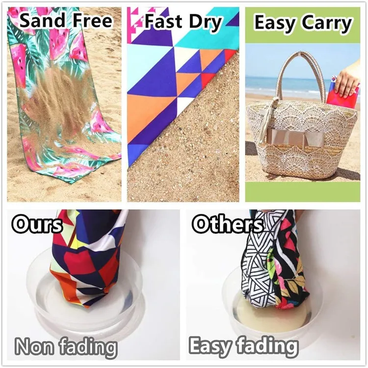 Eco-Friendly Custom Double-Sided Sand-Free RPET Microfiber Beach Towel Sports Home Compressed Recycled - Image 5