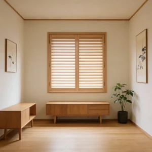 Eco-Friendly Durable Paulownia Wood Plantation Shutter White Painted 100 Percent Blackout