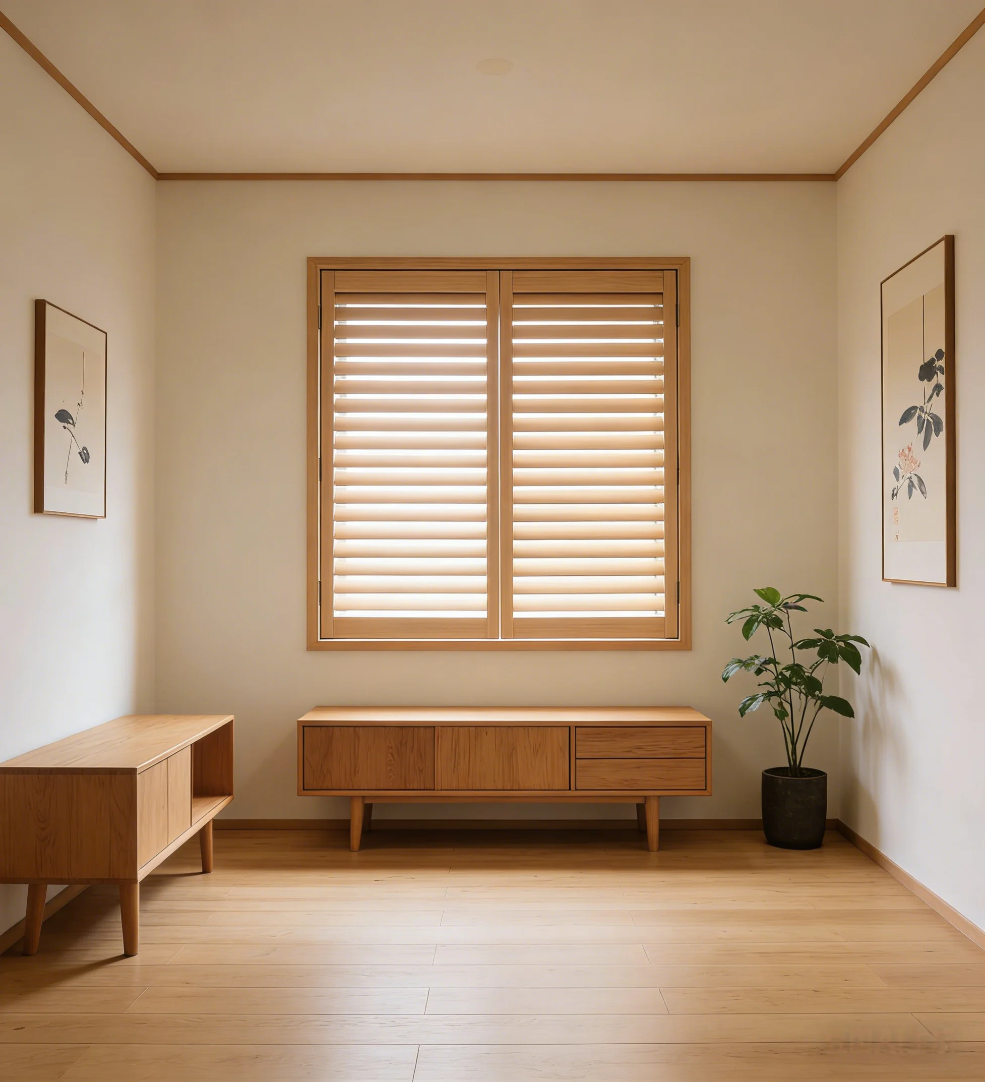 Eco-Friendly Durable Paulownia Wood Plantation Shutter White Painted 100 Percent Blackout