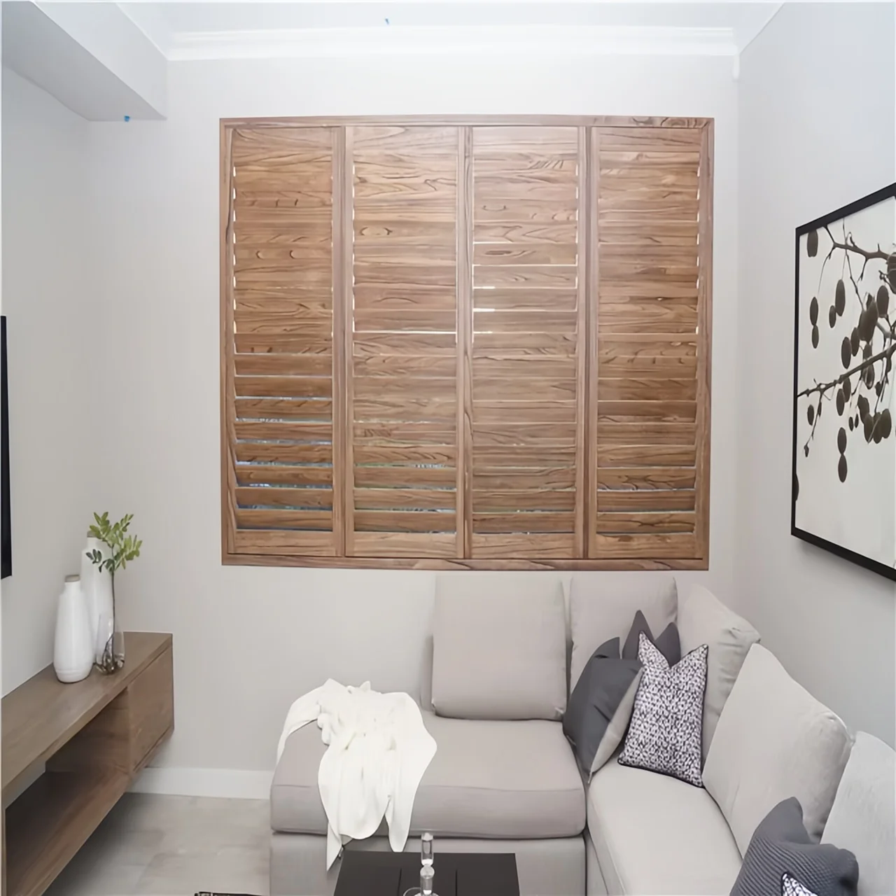 Eco-Friendly Durable Paulownia Wood Plantation Shutter White Painted 100 Percent Blackout - Image 3