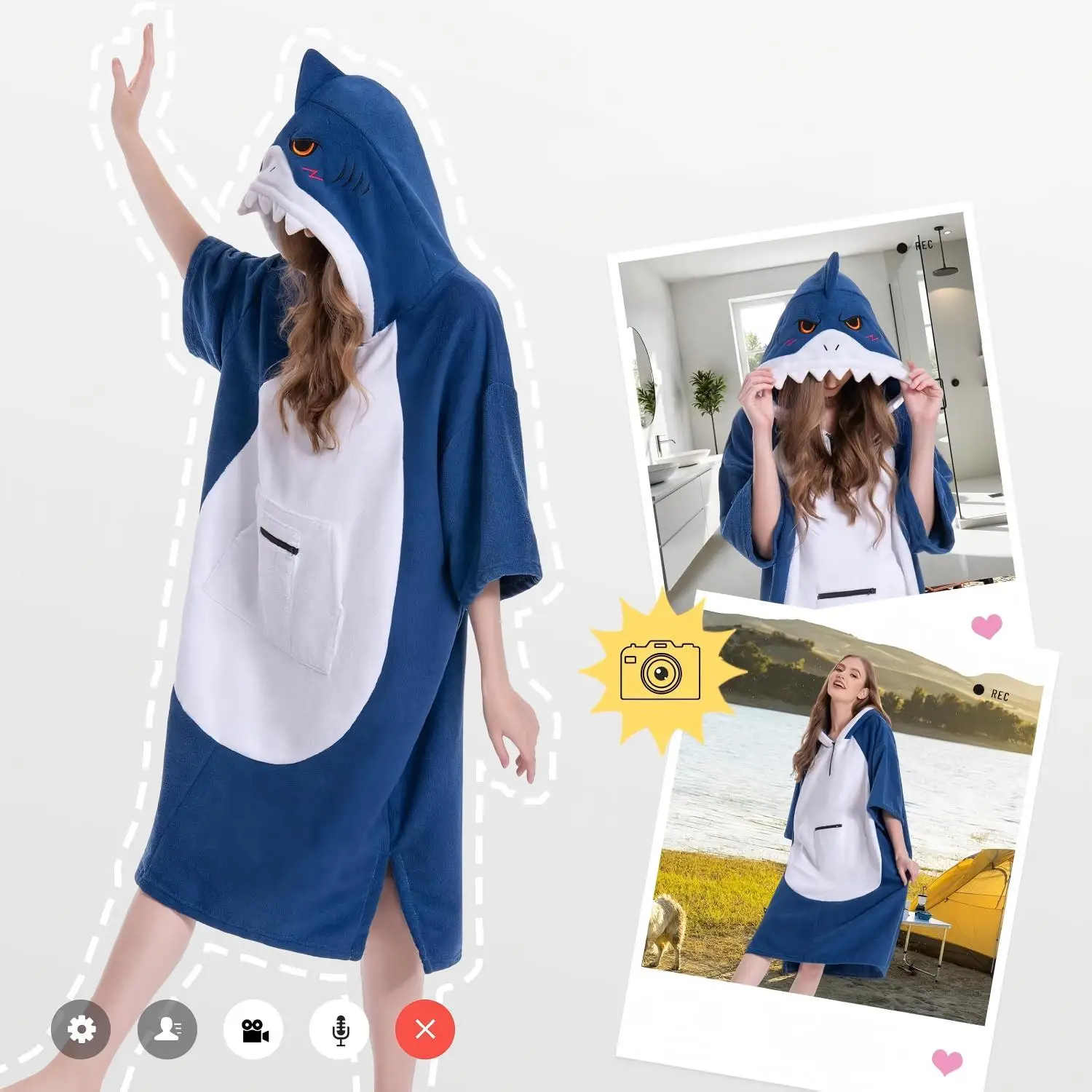 Eco-Friendly Microfiber Surf Poncho Quick-Dry Antimicrobial Soft Bath Robe - Image 2
