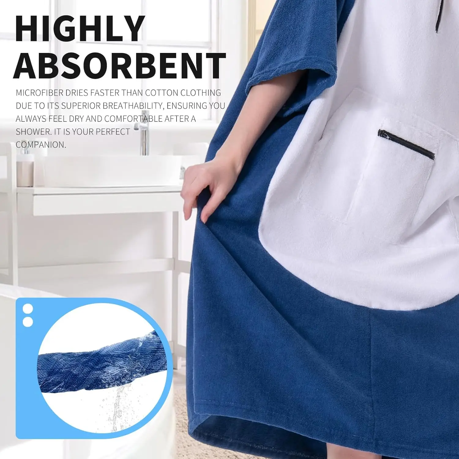Eco-Friendly Microfiber Surf Poncho Quick-Dry Antimicrobial Soft Bath Robe - Image 5