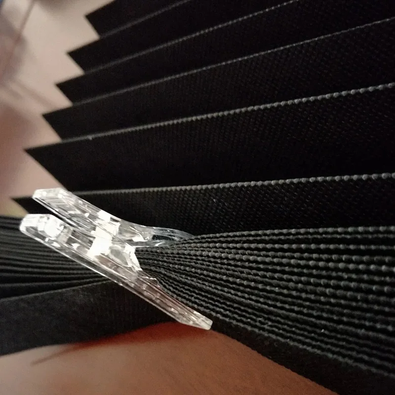 Everyday Use Simple Style Pleated Shade Built-In Black Non-Woven Fabric Blinds Pinhole Technique UV Blocking Eco-Friendly - Image 5