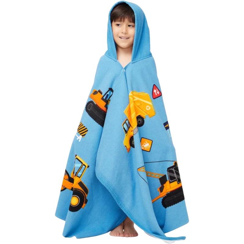 Extra Large Kids Microfiber Hoodie Poncho Towel Absorbent Beach Bath Swim Wrap