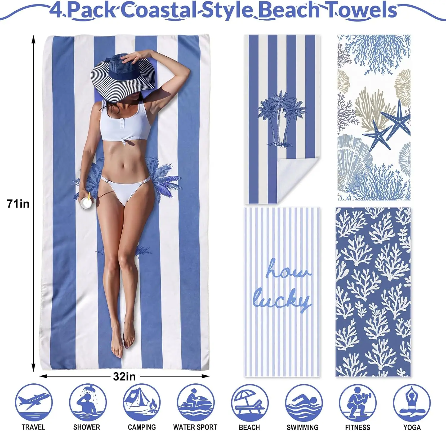 Extra Large Magnetic Antimicrobial Microfiber Bath Towel Custom Quick Dry Absorbent All-Season - Image 2