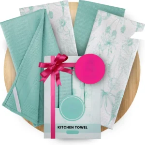 Floral Waffle Dishcloth Double-Sided Super Absorbent Quick-Dry Recycled