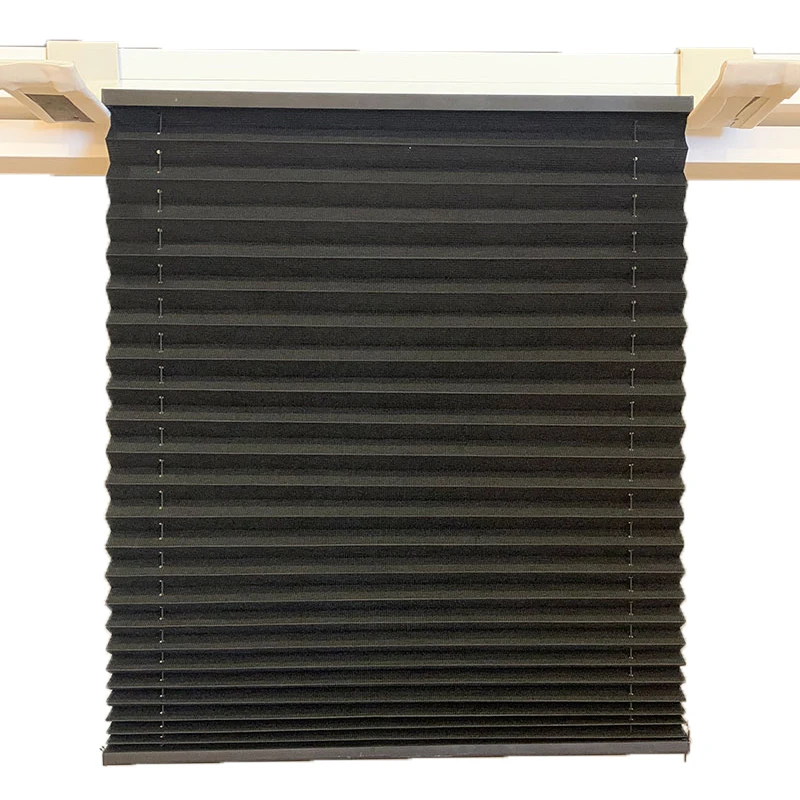 Folding Window Shade Built-In Black Pleated Blinds Vertical Pattern Paper Pinhole