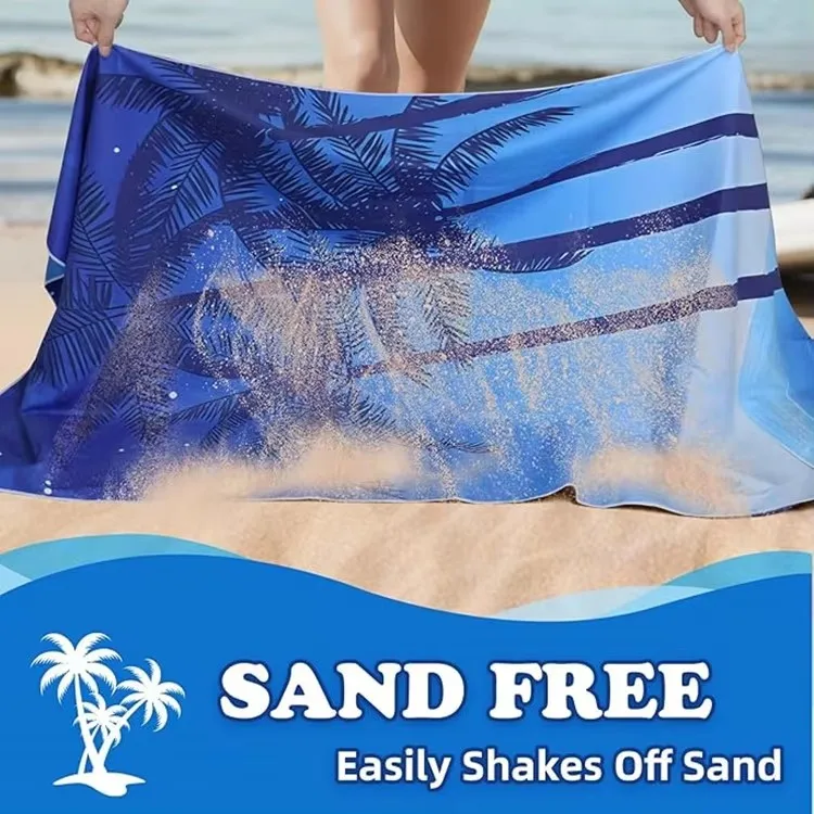 Free Sample Extra Large Microfiber Quick Dry Beach Towel Sand Free with Carry Bag - Image 5