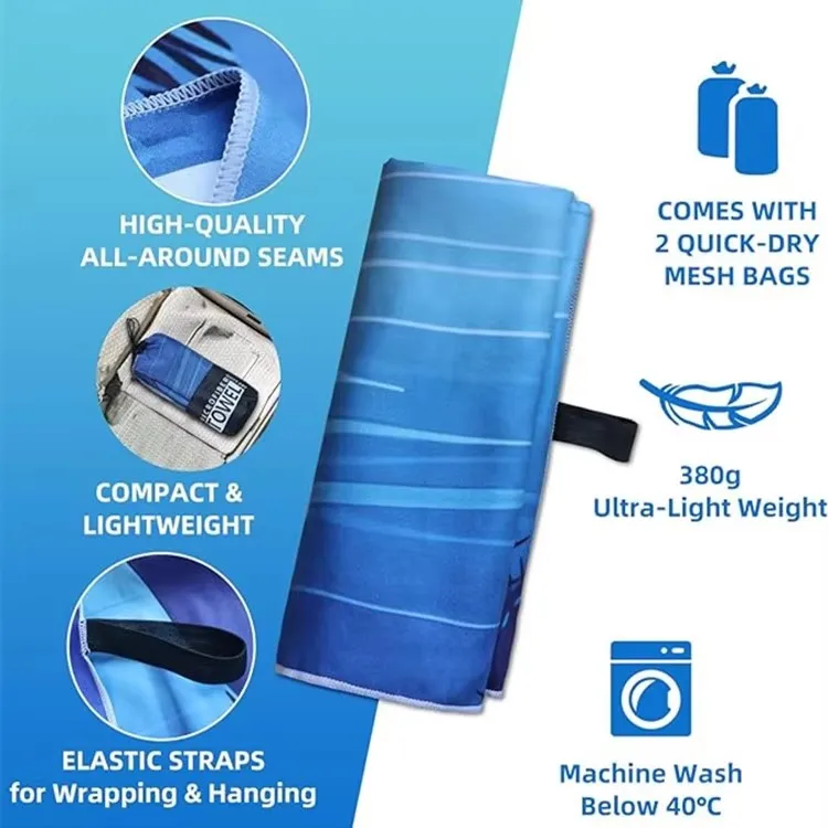 Free Sample Extra Large Microfiber Quick Dry Beach Towel Sand Free with Carry Bag - Image 6