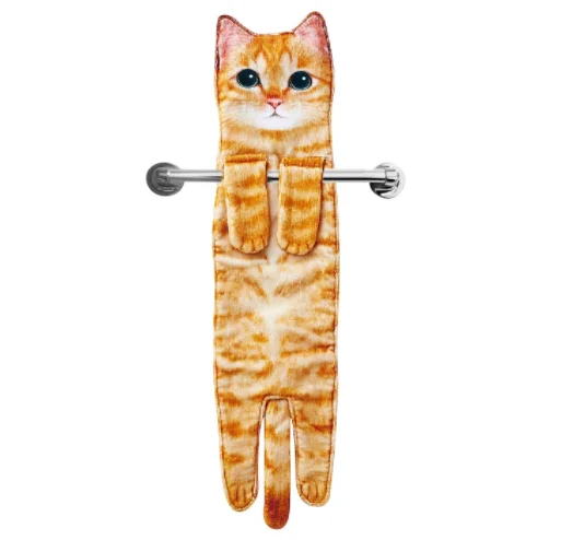 Funny Cat Hand Towels Microfiber Super Absorbent Quick-Dry Animal Print