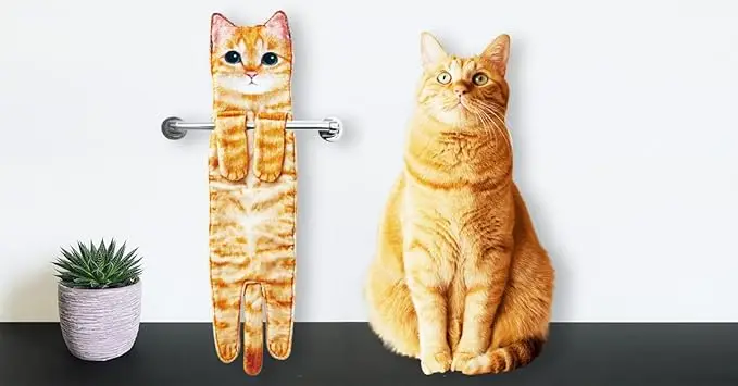 Funny Cat Hand Towels Microfiber Super Absorbent Quick-Dry Animal Print - Image 3