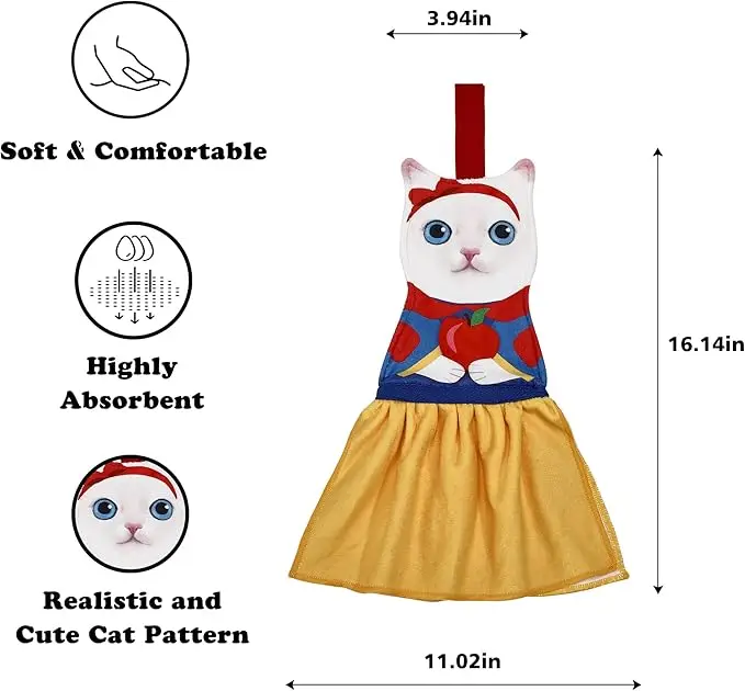 Funny Cat Print Microfiber Hand Towels-Super Absorbent Soft White-Child-Safe - Image 3