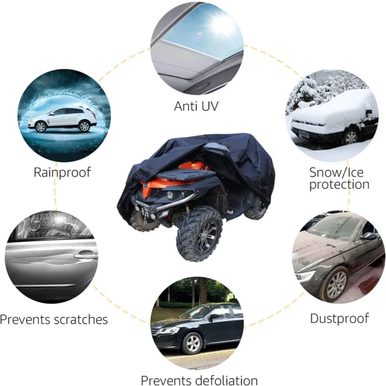 Heavy-Duty PU Coated Oxford Fabric ATV Cover Rainproof Windproof Snow Protection Outdoor Sun Shade - Image 6