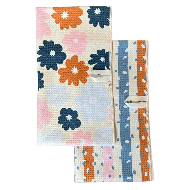 Hot Sale Floral Print Quick Dry Dish Towel Kitchen Cleaning Baking
