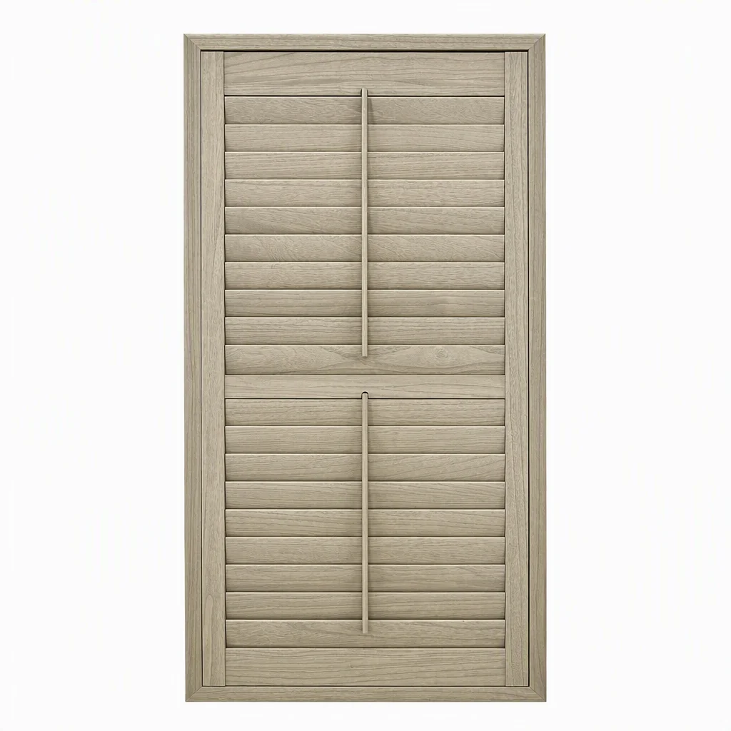 Huasheng 63mm Louvre Plantation Shutter Solid Paulownia Wood Stained Finish Custom Size Study Room
