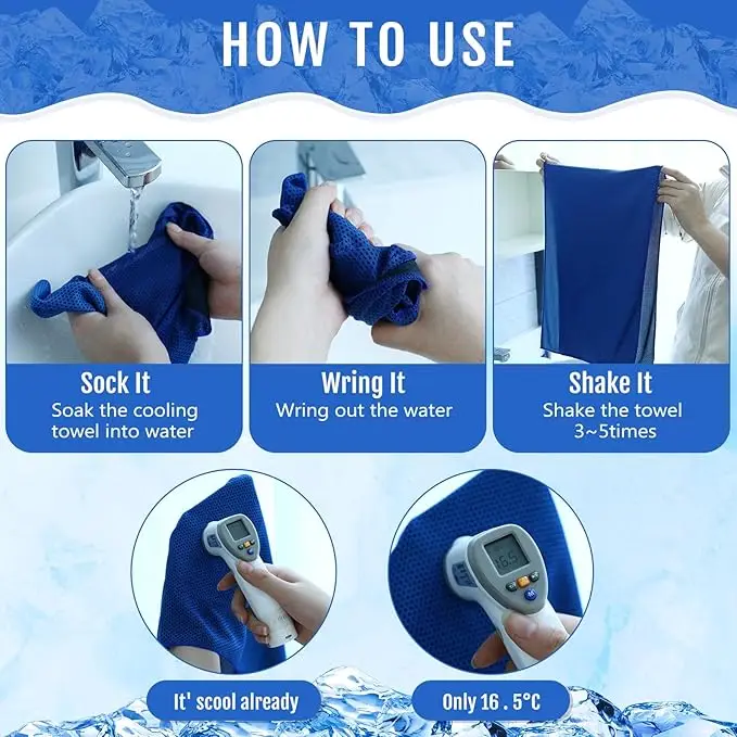 Instant Cooling Chemical-Free Microfiber Ice Towel for Gym Outdoor Sports Heat Relief - Image 4