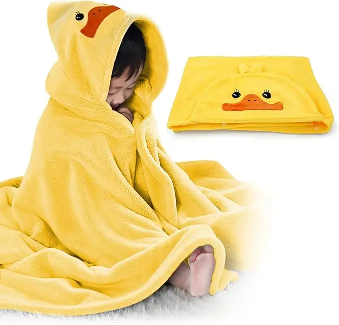 Kids Animal Print Microfiber Bath Towel Quick-Dry Eco-Friendly Wearable Poncho