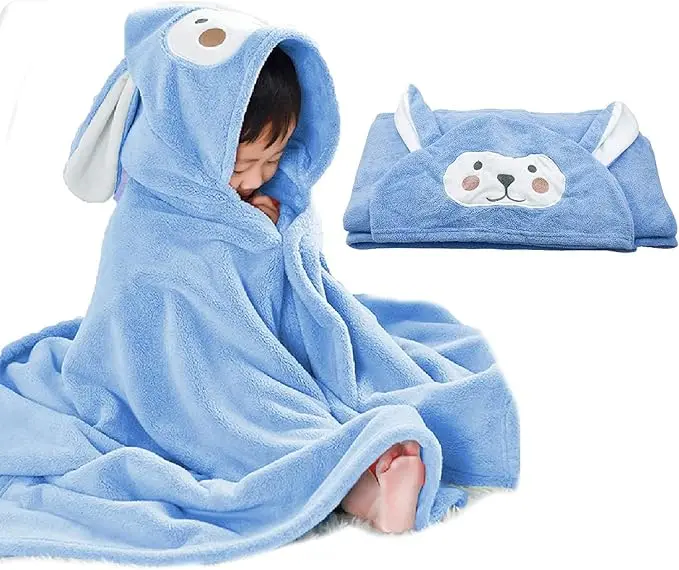 Kids Animal Print Microfiber Bath Towel Quick-Dry Eco-Friendly Wearable Poncho
