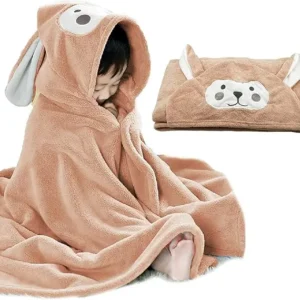 Kids Animal Print Microfiber Bath Towel Quick-Dry Eco-Friendly Wearable Poncho