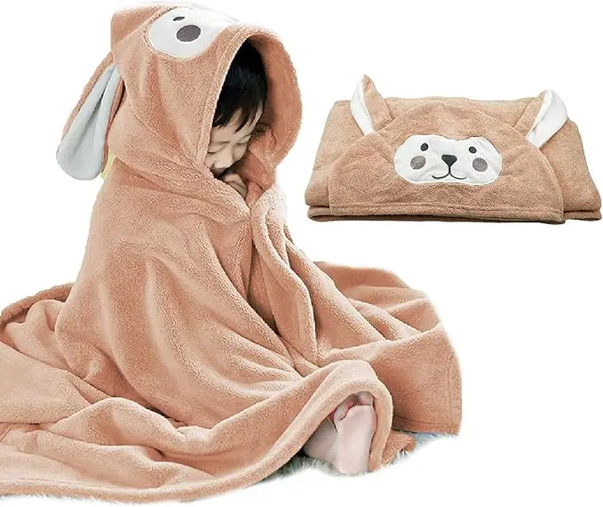 Kids Animal Print Microfiber Bath Towel Quick-Dry Eco-Friendly Wearable Poncho