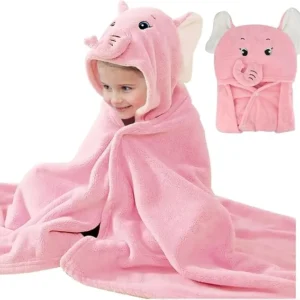 Kids Animal Print Microfiber Bath Towel Quick-Dry Eco-Friendly Wearable Poncho
