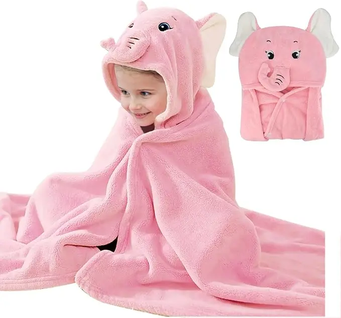 Kids Animal Print Microfiber Bath Towel Quick-Dry Eco-Friendly Wearable Poncho