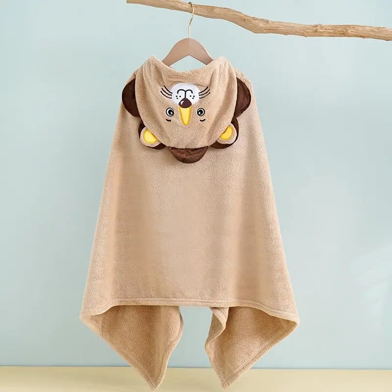 Kids Animal Print Microfiber Bath Towel Quick-Dry Eco-Friendly Wearable Poncho - Image 2