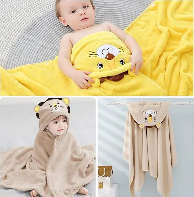 Kids Animal Print Microfiber Bath Towel Quick-Dry Eco-Friendly Wearable Poncho - Image 4