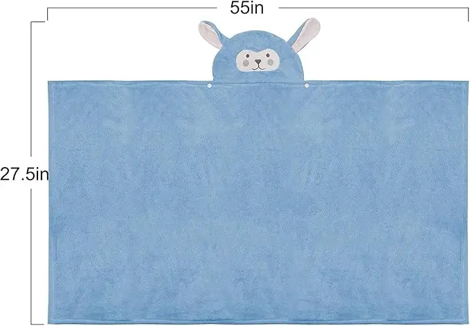 Kids Animal Print Microfiber Bath Towel Quick-Dry Eco-Friendly Wearable Poncho - Image 4